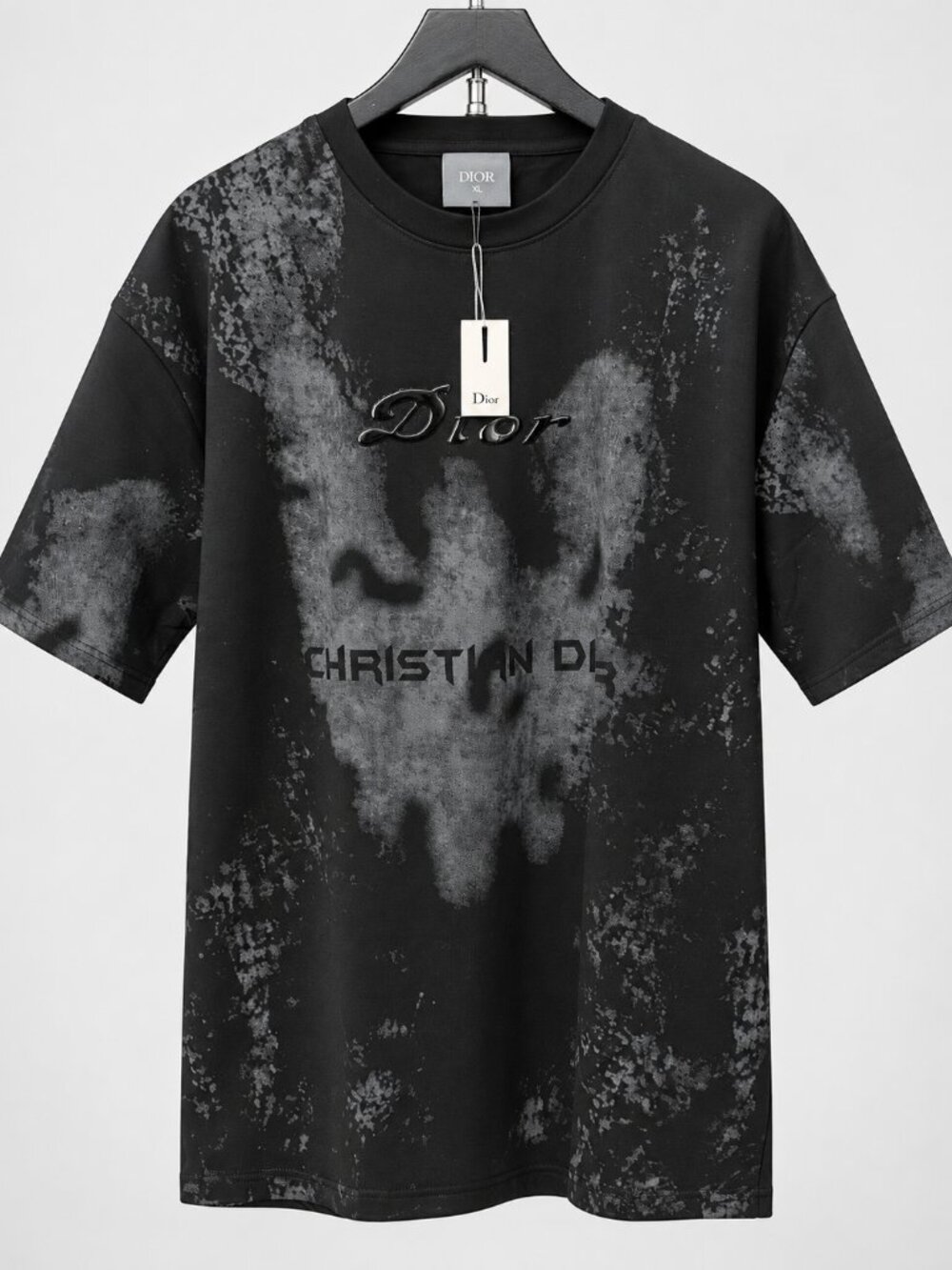 Black Dior Graphic T-Shirt XL | Distressed Streetwear Tee
